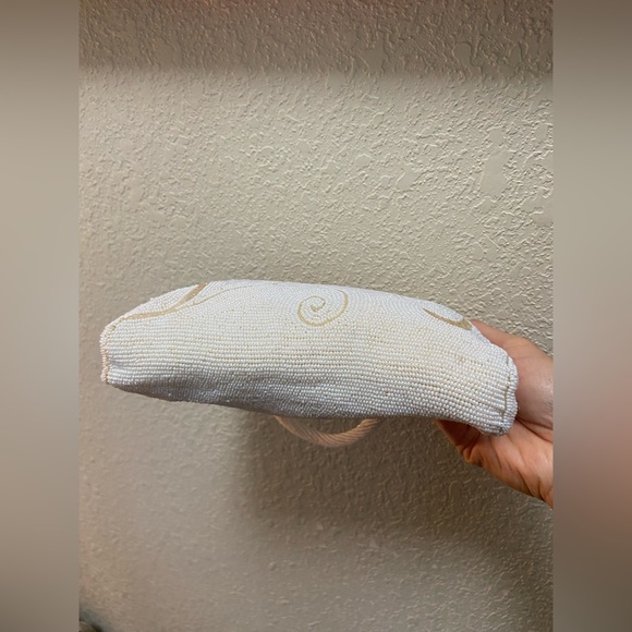 50’s Vintage Jorelli Bridal White Floral Pattern Beaded Purse Made in Belgium - Picture 7 of 14